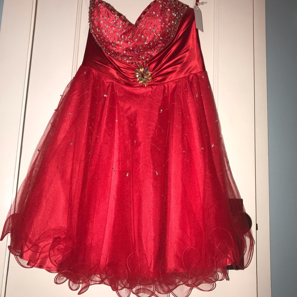 Fiery red cocktail dress